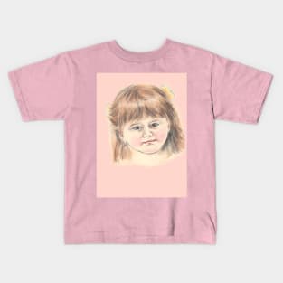 Lovely Little Girl - Colour Pencil Portrait Drawing Kids T-Shirt